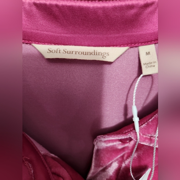 Soft Surroundings Fuchsia Velvet Button-Down Boyfriend Shirt New With Tags! - Picture 2 of 7
